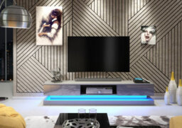 Tv Unit 180Cm Cabinet Stand Living Room High Gloss Doors - Dark Grey - thumbnail 3