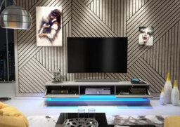 Tv Unit 180Cm Cabinet Stand Living Room High Gloss Doors - Dark Grey - thumbnail 6