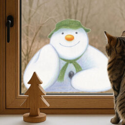 Stickerscape The Snowman Smiling Window Sticker (Large Size ) Christmas Window Decoration Repositionable And Reusable Made In The Uk - thumbnail 1