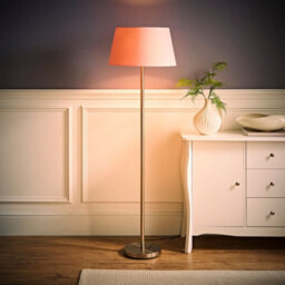 Valuelights Charles Brushed Chrome Floor Lamp With Pink Tapered Shade - thumbnail 5