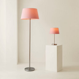 Valuelights Charles Brushed Chrome Floor Lamp With Pink Tapered Shade - thumbnail 7