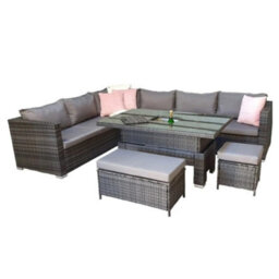 Signature Weave Catalina Wicker Corner Sofa Dining Table With Lift & Ice Bucket