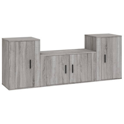 Berkfield Classic 3 Piece Tv Cabinet Set Grey Sonoma Engineered Wood - image 1