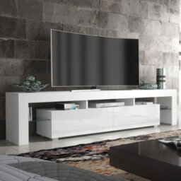 Tv Unit 200Cm Modern White With High Gloss Doors - Creative Furniture - thumbnail 6