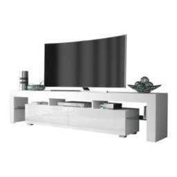 Tv Unit 200Cm Modern White With High Gloss Doors - Creative Furniture - thumbnail 2