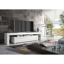 Tv Unit 200Cm Modern White With High Gloss Doors - Creative Furniture - thumbnail 3