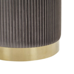 Beliani Set Of 2 Grey Tufted Storage Pouffes With Gold-Tone Base - Round, Compact Seating With Hidden Compartment - thumbnail 6