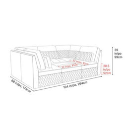 Valencia Pisa Top Grain Nappa 11000 Leather Lounge Sectional U Shape Sofa Black Removable Back Cushions - thumbnail 3