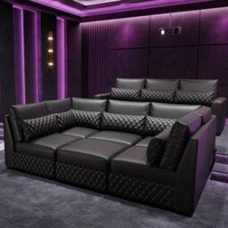 Valencia Pisa Top Grain Nappa 11000 Leather Lounge Sectional U Shape Sofa Black Removable Back Cushions - thumbnail 2