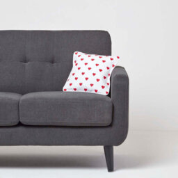 Homescapes Cotton Red Hearts Cushion Cover, 30 X 30 Cm - thumbnail 2