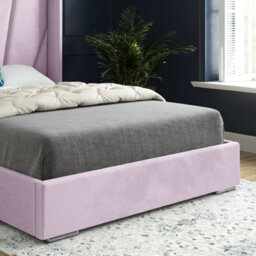 Bellini Wide Curved Winged Upholstered Soft Velvet Bed Frame - Pink - thumbnail 3