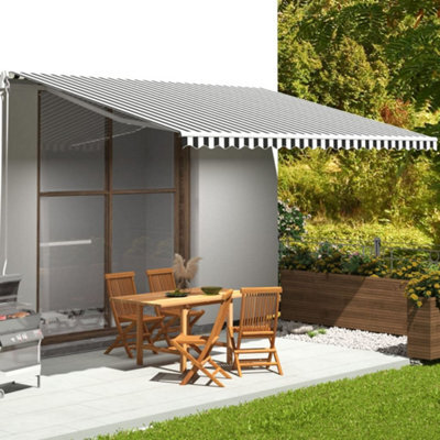 Walplus Replacement Fabric For Awning Garden Sun Shade Canopy Gazebo For Back Door, Porch, Patio Anthracite And White 5X3.5 M - image 1