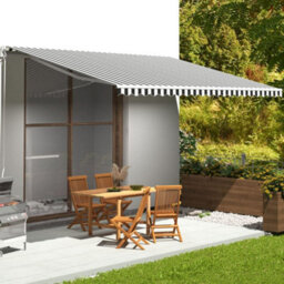 Walplus Replacement Fabric For Awning Garden Sun Shade Canopy Gazebo For Back Door, Porch, Patio Anthracite And White 5X3.5 M - thumbnail 1