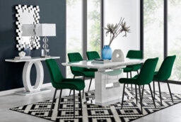 Furniturebox Uk Arezzo Large Extending Dining Table And 6 Green Pesaro Black Leg Chairs - thumbnail 1