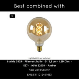 Lucide Wolfram Modern Pendant Light 65Cm - 1Xe27 - Matt Gold, Brass - thumbnail 7