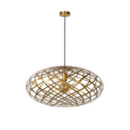 Lucide Wolfram Modern Pendant Light 65Cm - 1Xe27 - Matt Gold, Brass - thumbnail 3