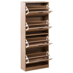 Wyld And Coco Homelux Shoe Storage Cabinet Light Brown With Four Closed Compartments For Hallway (W60 X D24 X H150Cm) - thumbnail 4