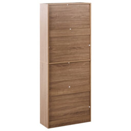 Wyld And Coco Homelux Shoe Storage Cabinet Light Brown With Four Closed Compartments For Hallway (W60 X D24 X H150Cm) - thumbnail 6