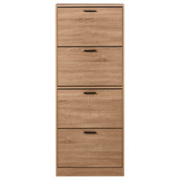 Wyld And Coco Homelux Shoe Storage Cabinet Light Brown With Four Closed Compartments For Hallway (W60 X D24 X H150Cm) - thumbnail 5