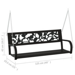 Berkfield Garden Swing Bench 125 Cm Steel And Plastic Black - thumbnail 8