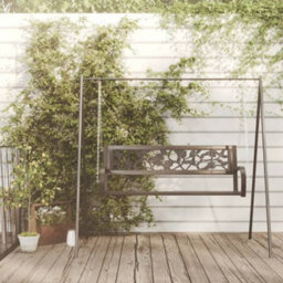 Berkfield Garden Swing Bench 125 Cm Steel And Plastic Black - thumbnail 3