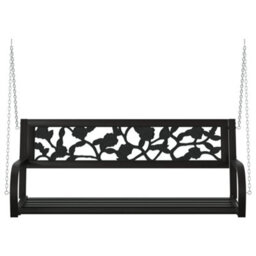 Berkfield Garden Swing Bench 125 Cm Steel And Plastic Black - thumbnail 4