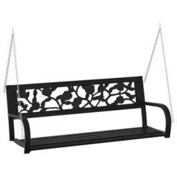 Berkfield Garden Swing Bench 125 Cm Steel And Plastic Black - thumbnail 2