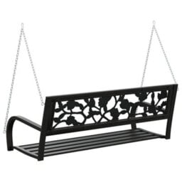 Berkfield Garden Swing Bench 125 Cm Steel And Plastic Black - thumbnail 6
