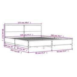 Berkfield Bed Frame Without Mattress Brown Oak 120X200 Cm - thumbnail 9