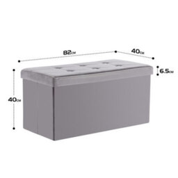 Hnnhome 82X40X40Cm Velvet Pouffe Folding Storage Ottoman Footstool Box Toy Chest With Lid, Foldable Foot Stool Seat (Grey, Large) - thumbnail 3