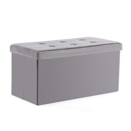 Hnnhome 82X40X40Cm Velvet Pouffe Folding Storage Ottoman Footstool Box Toy Chest With Lid, Foldable Foot Stool Seat (Grey, Large) - thumbnail 1