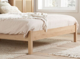 Save On Goods UK 4Ft6 Double Oak Colour Finish Rattan Wood Wooden Bed Frame,bedstead - thumbnail 2