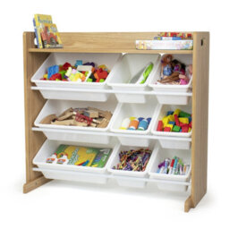 Humble Crew Children's Shelf, Toy Organiser Shelf With 9 Storage Boxes, Natural/white - thumbnail 3
