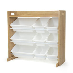Humble Crew Children's Shelf, Toy Organiser Shelf With 9 Storage Boxes, Natural/white