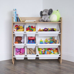 Humble Crew Children's Shelf, Toy Organiser Shelf With 9 Storage Boxes, Natural/white - thumbnail 6