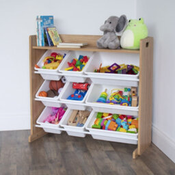 Humble Crew Children's Shelf, Toy Organiser Shelf With 9 Storage Boxes, Natural/white - thumbnail 7