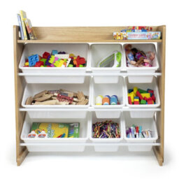 Humble Crew Children's Shelf, Toy Organiser Shelf With 9 Storage Boxes, Natural/white - thumbnail 4