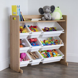 Humble Crew Children's Shelf, Toy Organiser Shelf With 9 Storage Boxes, Natural/white - thumbnail 5