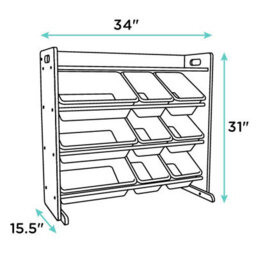 Humble Crew Children's Shelf, Toy Organiser Shelf With 9 Storage Boxes, Natural/white - thumbnail 8