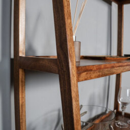 Elm Home And Products Elm Home And Garden Mango Wood Two Drawer Ladder Bookcase 2 Shelves Display Unit 180Cm High X 87Cm Wide X 41Cm Deep - thumbnail 6