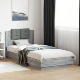 Berkfield Bed Frame With Led Without Mattress Grey Sonoma 100X200 Cm - thumbnail 1