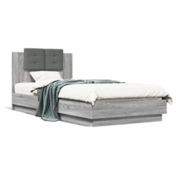 Berkfield Bed Frame With Led Without Mattress Grey Sonoma 100X200 Cm - thumbnail 5