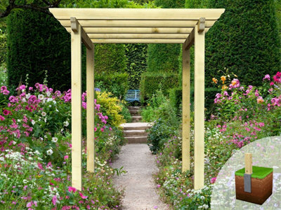 Edecks Heavy Duty Royal Walkway Wooden Garden Pergola With Super Rafters (W 2400mm X D 2400mm) With Bolt Down Anchors (2.1M) - image 1