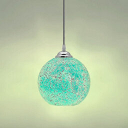 Long Life Lamps Company Vintage Ceiling Crackle Blue Mosaic Globe Glass Pendant Light K419 - thumbnail 5