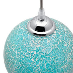 Long Life Lamps Company Vintage Ceiling Crackle Blue Mosaic Globe Glass Pendant Light K419 - thumbnail 4