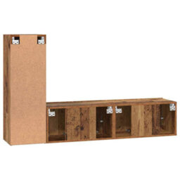 Berkfield Modern Tv Cabinet Set 3 Pcs Old Wood 160 X 30 X 30 Cm Engineered Wood - thumbnail 9