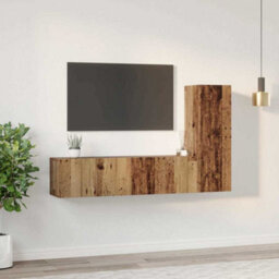 Berkfield Modern Tv Cabinet Set 3 Pcs Old Wood 160 X 30 X 30 Cm Engineered Wood - thumbnail 4
