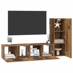 Berkfield Modern Tv Cabinet Set 3 Pcs Old Wood 160 X 30 X 30 Cm Engineered Wood - thumbnail 3