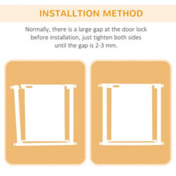 Pawhut Pressure Fit Safety Gate For Stairs W/ Auto Close 75-82 Cm - White - thumbnail 8