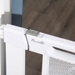 Pawhut Pressure Fit Safety Gate For Stairs W/ Auto Close 75-82 Cm - White - thumbnail 9